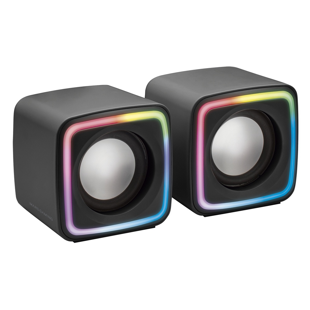 MSCUBE Negro, Altavoces Gaming RGB Compactos, Procesador Sonido DSP 8W, Control Volumen