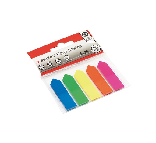 [AS0989] PAQ. 5 INDICE A-SERIES FLECHA 12X44MM STDO NEON