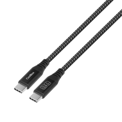 [COO-CAB-UC-60W] CABLE TRENZADO USB-C/USB-C 3.2 GEN2 DATOS 10GBPS + CARGA RAPIDA 60W ALUMINIO