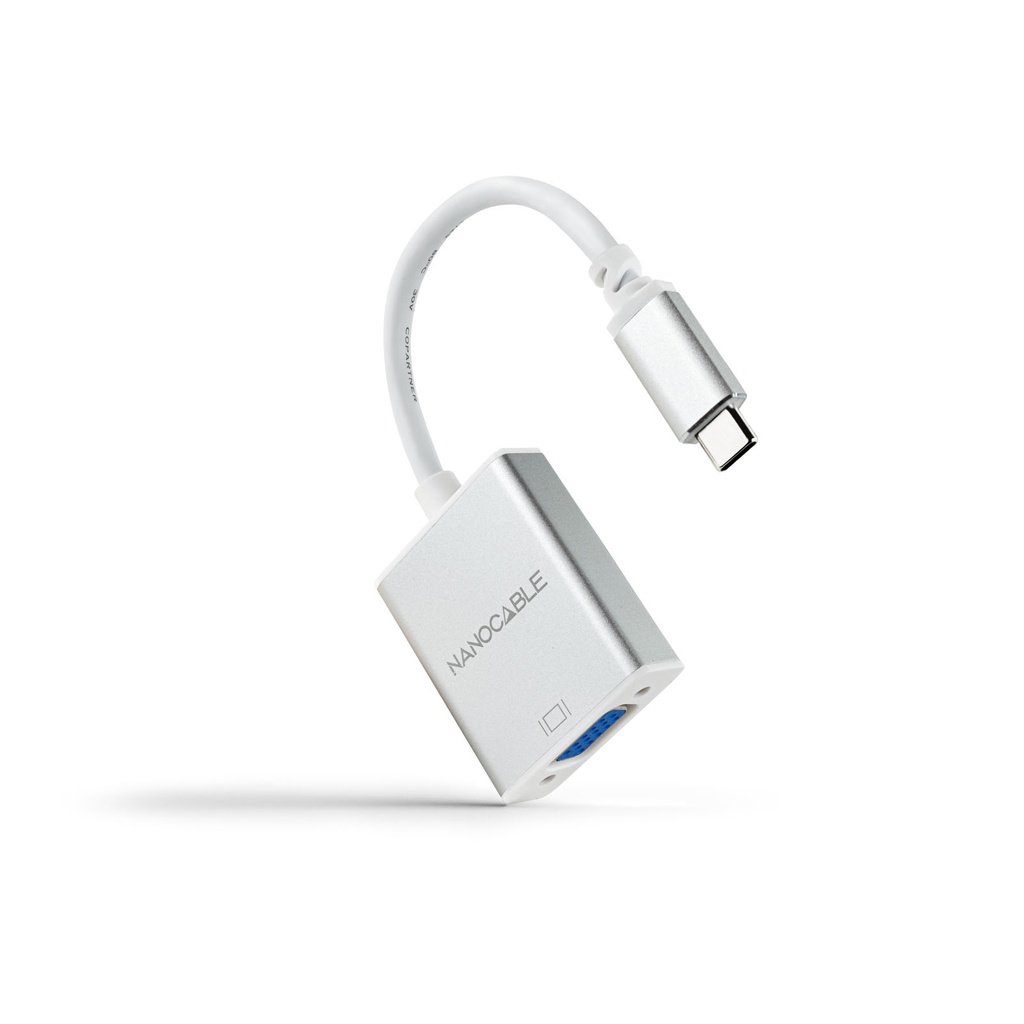 Conversor USB-C a VGA. USB-C/M-VGA/H, Aluminio 10 cm