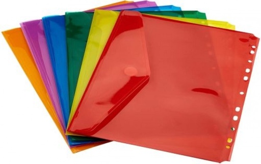 PAQ/6 CARPETA SOBRE A4 MULTITALADRO CIERRE VELCRO
