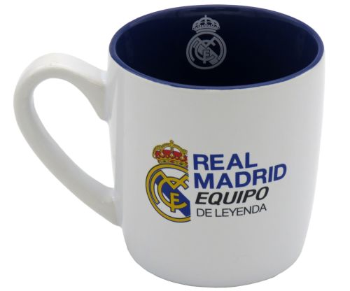 TAZA BLANCA Y AZUL REAL MADRID EN CAJA