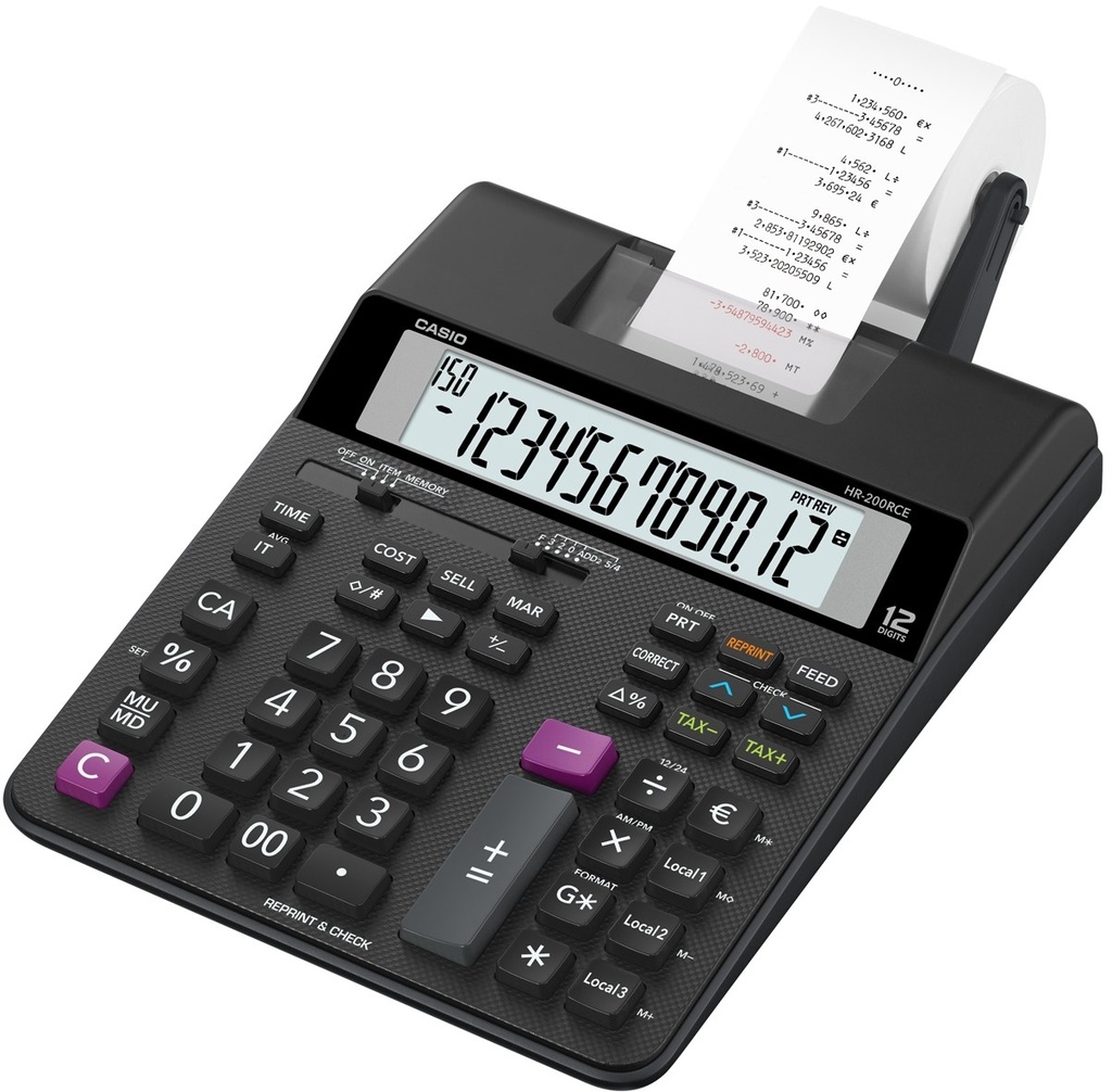HR-200RCE calculadora Escritorio Calculadora de impresión Negro