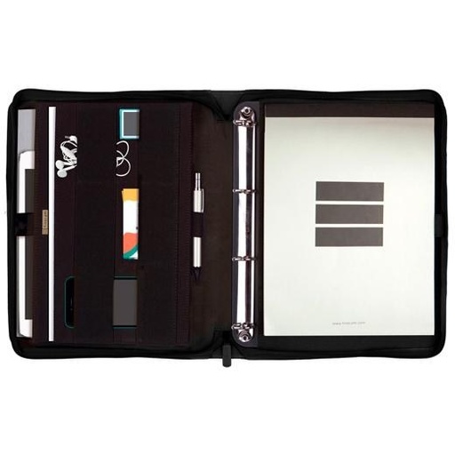 [5398360] FINOCAM PORTADOCUMENTOS SERIE J964 00 C/CREMALLERA Y ANILLAS A4 POLIPIEL NEGRO