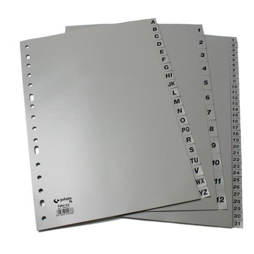 [44411071] GRAFOPLAS SEPARADORES NUMERICOS 1-31 A4 PP GRIS