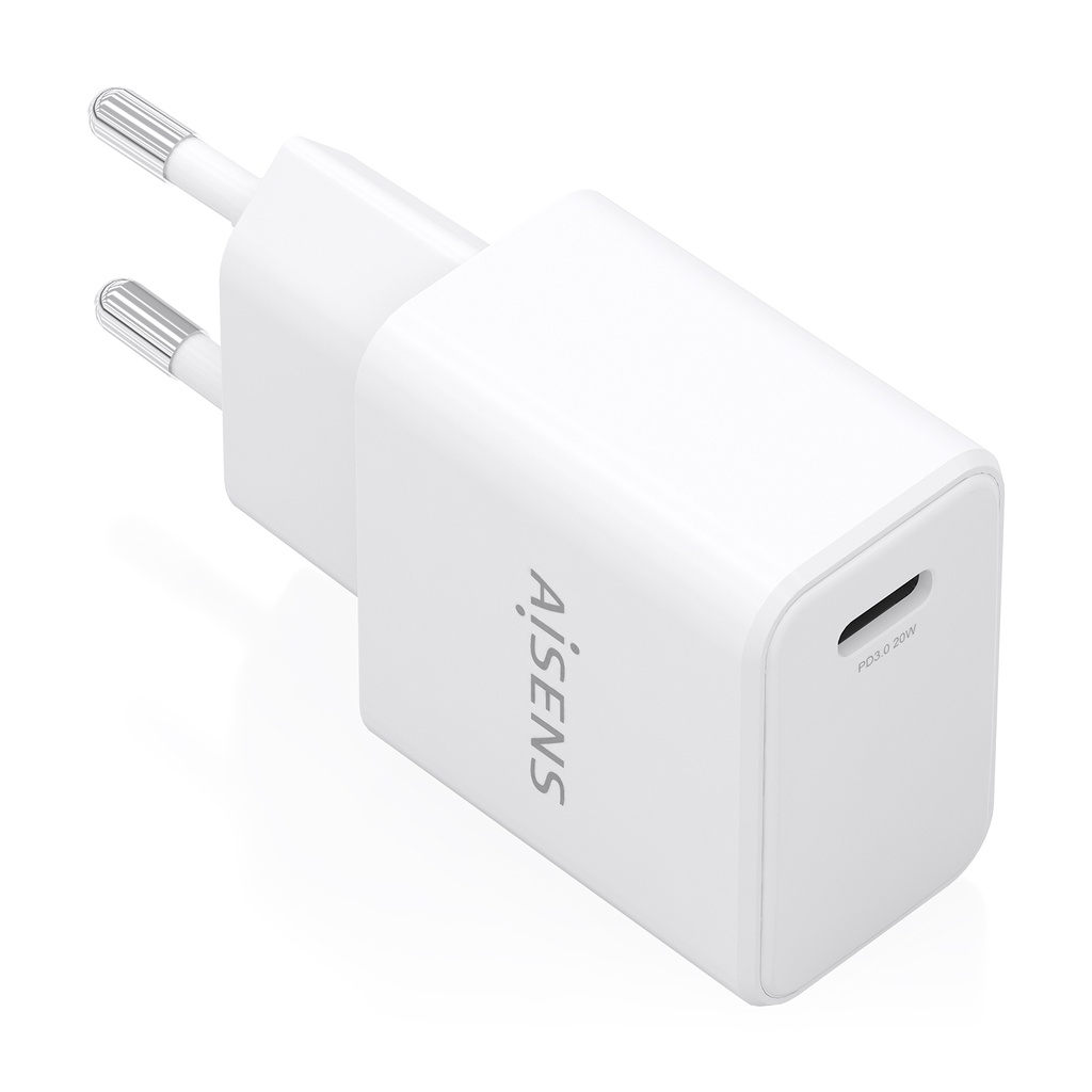 Cargador GaN USB-C PD3.0 1xUSB-C 20W, Blanco
