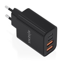Cargador GaN 32W, 2xUSB-C PD3.0, 2xUSB-A, Negro