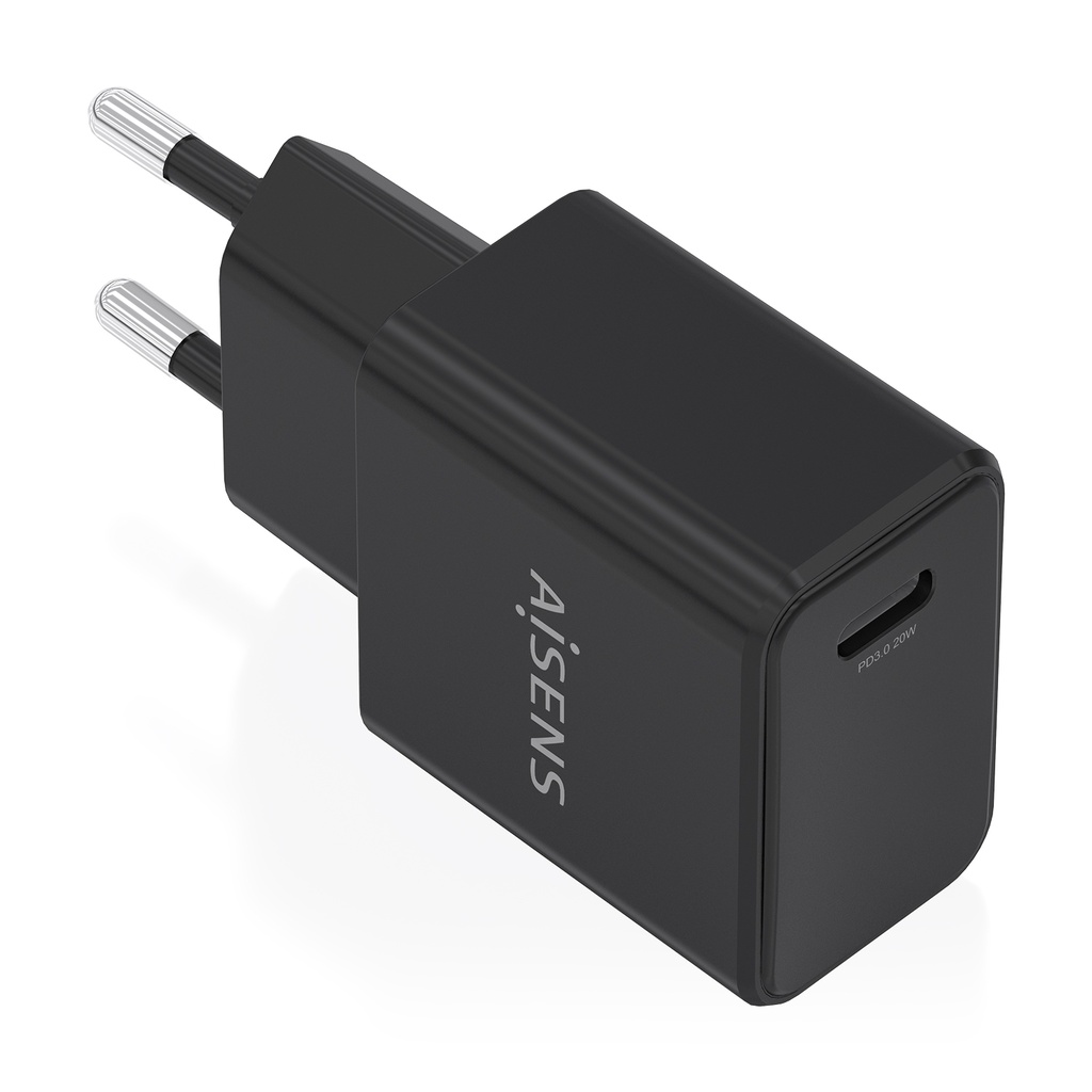Cargador GaN USB-C PD3.0 1xUSB-C 20W, Negro