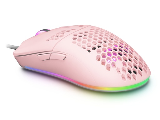 [MMAXP] MMAX, Ratón Ultraligero 69g, Óptico 12400DPI, Chroma RGB, Soft, Rosa