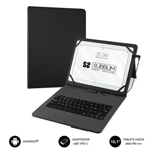 [SUB-KT1-USB001] Funda con Teclado Micro USB - USB C KEYTAB PRO USB 10,1" Black