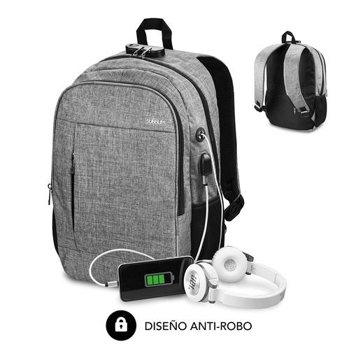 [SUB-BP-1UL0001] Mochila para Portátil Urban Lock Backpack 16" Grey
