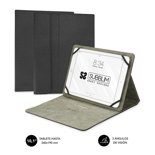 [SUB-CUT-1CT001] Funda Tablet Universal Clever Stand Tablet Case Negro 11" Cierre Magnético
