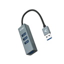 USB 3.0 4xUSB3.0. USB-A/M-USB 3.0/H, Gris, 10 cm