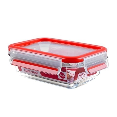 CLIP & CLOSE Glas Rectangular Caja 0,5 L Rojo, Transparente 1 pieza(s)