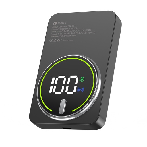[LEPOWW20W10K] Power Bank inalámbrico 10000mAh 20W Negro