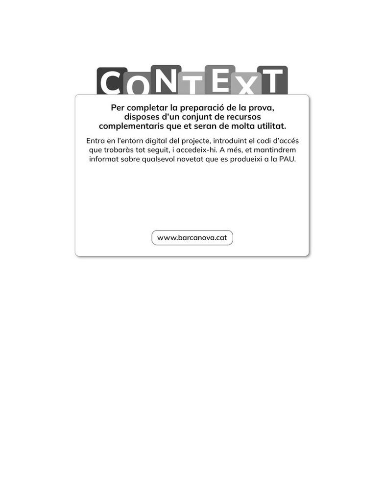 CONTEXT. CATALUNYA. 2027. LLENGUA CATALANA I LITERATURA. PAU