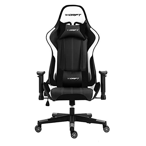[DR175CARBON] DR175 Silla para videojuegos universal Asiento acolchado Negro, Blanco