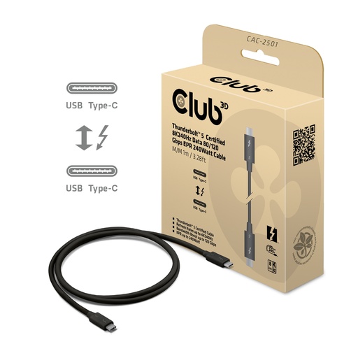 [CAC-2501] CAC-2501 cable Thunderbolt 1 m 120 Gbit/s Negro