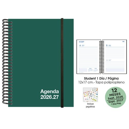 AGENDA ESCOLAR 26-27 STUDENT 12X17 DP VERDE