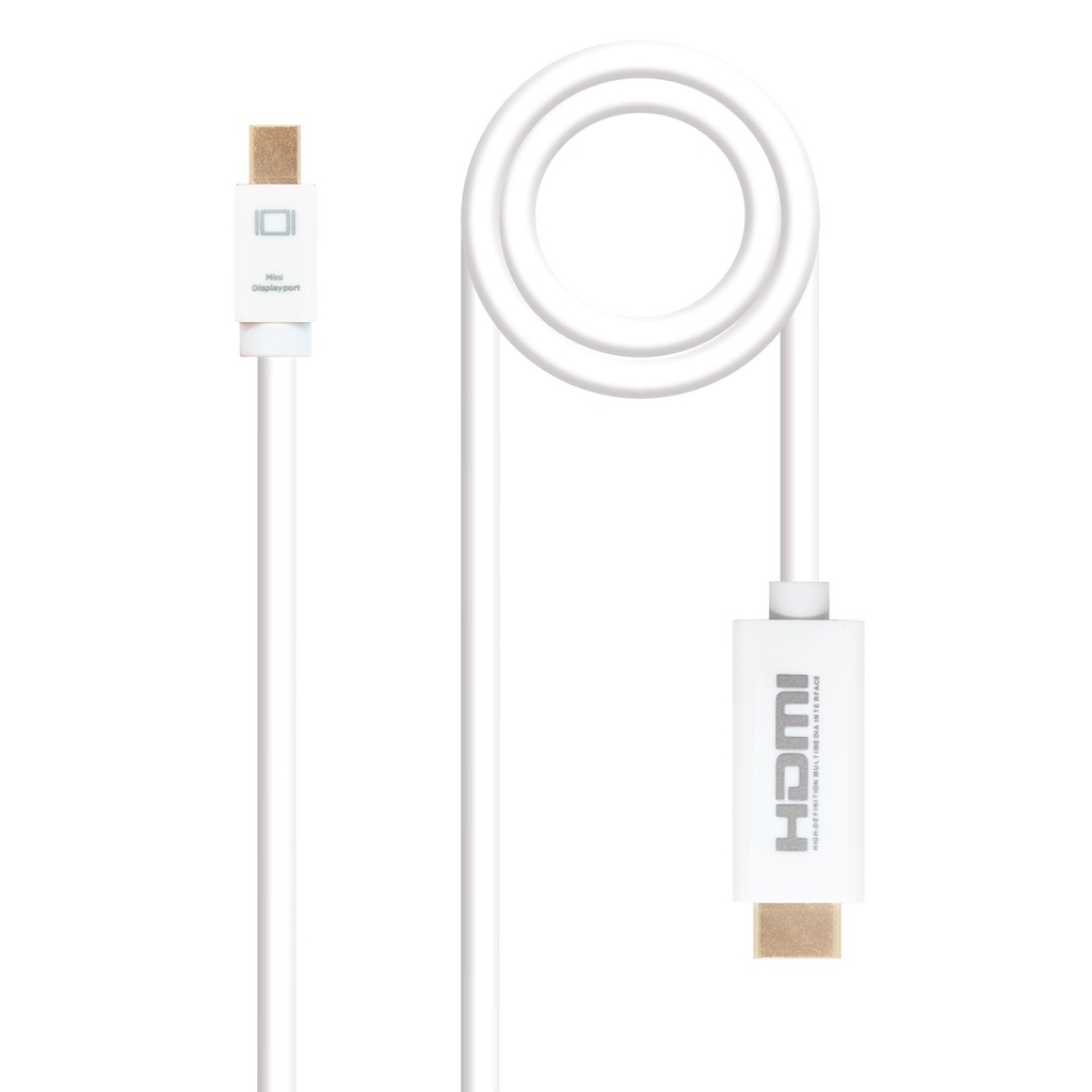 [10.15.4005] Cable conversor Mini DP a HDMI, Mini DP/M - HDMI/M, Blanco, 5.0 M