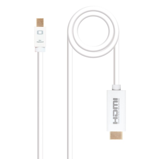 [10.15.4005] Cable conversor Mini DP a HDMI, Mini DP/M - HDMI/M, Blanco, 5.0 M