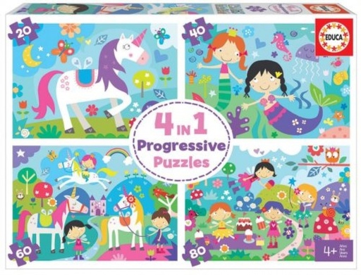 MUNDO DE FANTASIA 4 IN 1 PUZZLES 20 40 60 80 PIEZAS