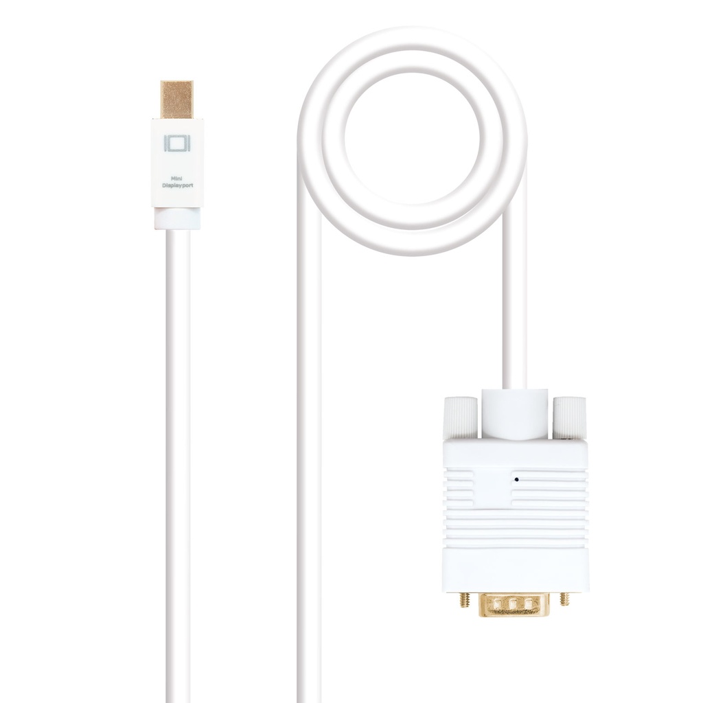 [10.15.4105] Cable conversor Mini DP a VGA, Mini DP/M - VGA/M, Blanco, 5.0 M