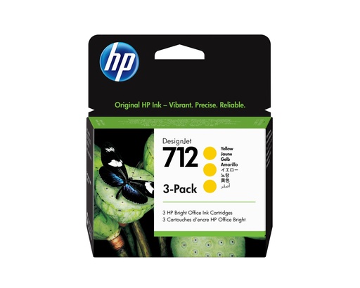 [3ED79A] Paquete de 3 cartuchos de Tinta DesignJet 712 amarillo de 29 ml
