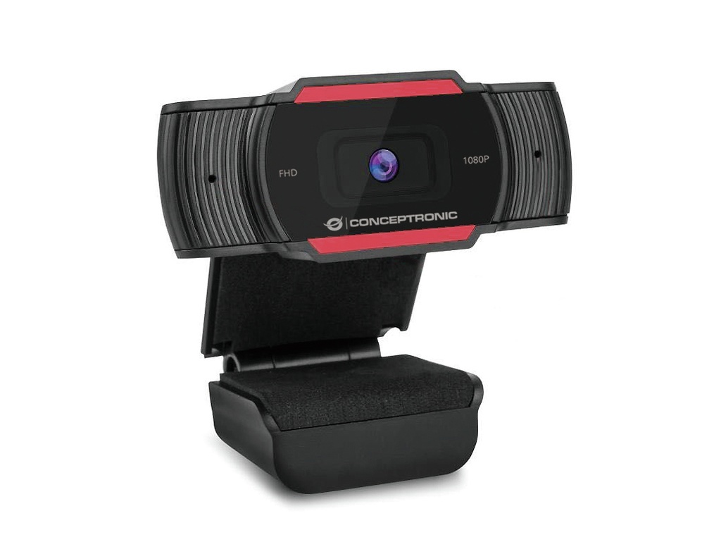AMDIS 1080P FHD cámara web 1920 x 1080 Pixeles USB 2.0 Negro, Rojo