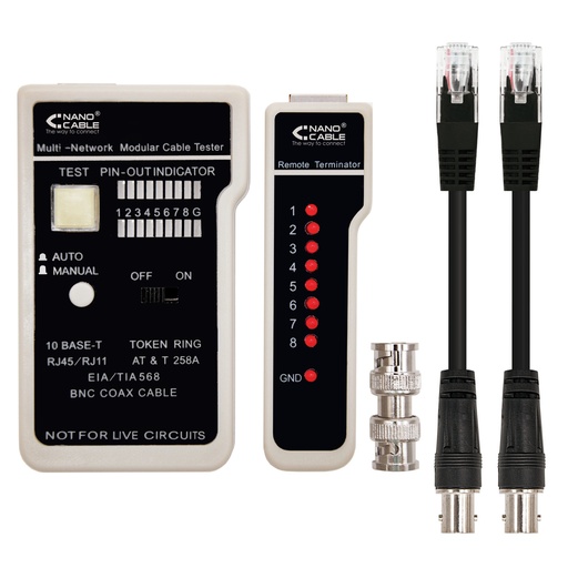 [10.31.0303] TESTEADOR PARA CABLE RJ11/RJ12/RJ45, COAXIAL