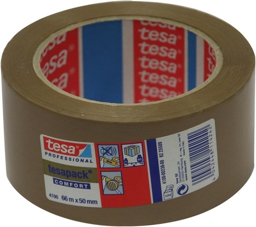 PACK 6 ROLLOS CINTA EMBALAJE PVC HABANA RUGOSO 4100 66MX50
