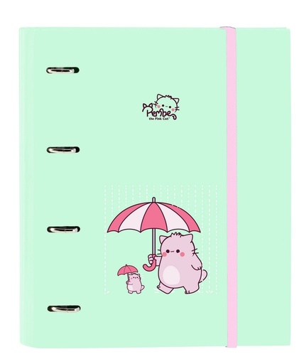 CARPETA 4 ANILLAS 35MM CON RECAMBIO PEMBE THE PINK CAT 27x32x3,5cm
