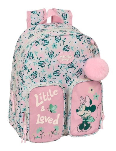 MOCHILA INFANTIL BOLSILLOS ADAPTABLE CARRO MINNIE MOUSE MINTY 28x34x10cm
