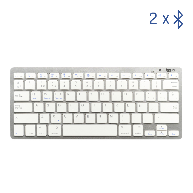 Teclado Bluetooth Slim TKL-BT plata 2 canal