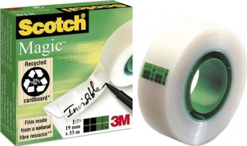 Pack 12 rollos cinta adhesiva scotch-magic 33mx19mm