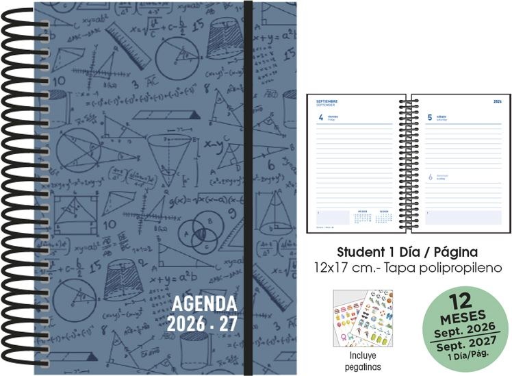 AGENDA ESCOLAR 26-27 STUDENT 12X17 DP MATHS PLOMO
