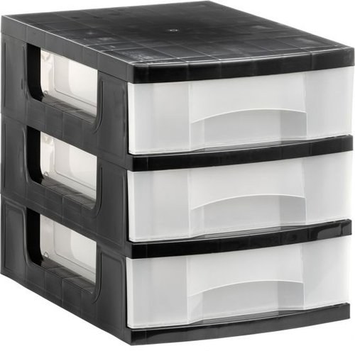 [1103 CS TL] TORRE ALMACENAJE 3 CAJONES  CRISTAL TRAS