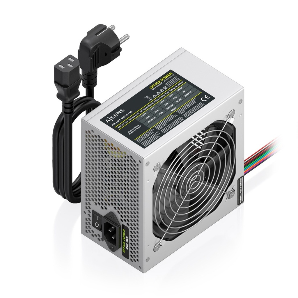 Fuente Alimentacion ATX 500W con Cable de Alimentacion OEM, Plata