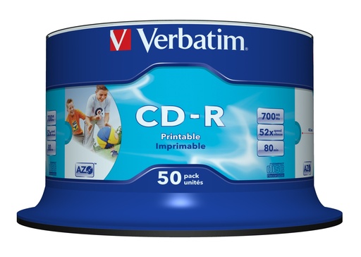 [43438] CD-R AZO Wide Inkjet Printable no ID 700 MB 52x 50 pieza(s)