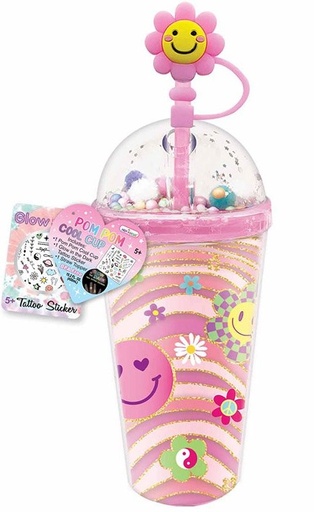 TAZA DIVERTIDA CON POMPONES GROOVY FLOWER