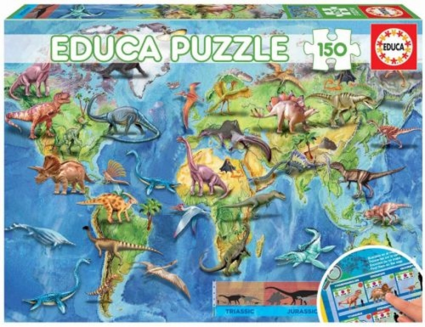 PUZZLE C/LAMINA MAPAMUNDI DINOSAURIOS 150 PIEZAS