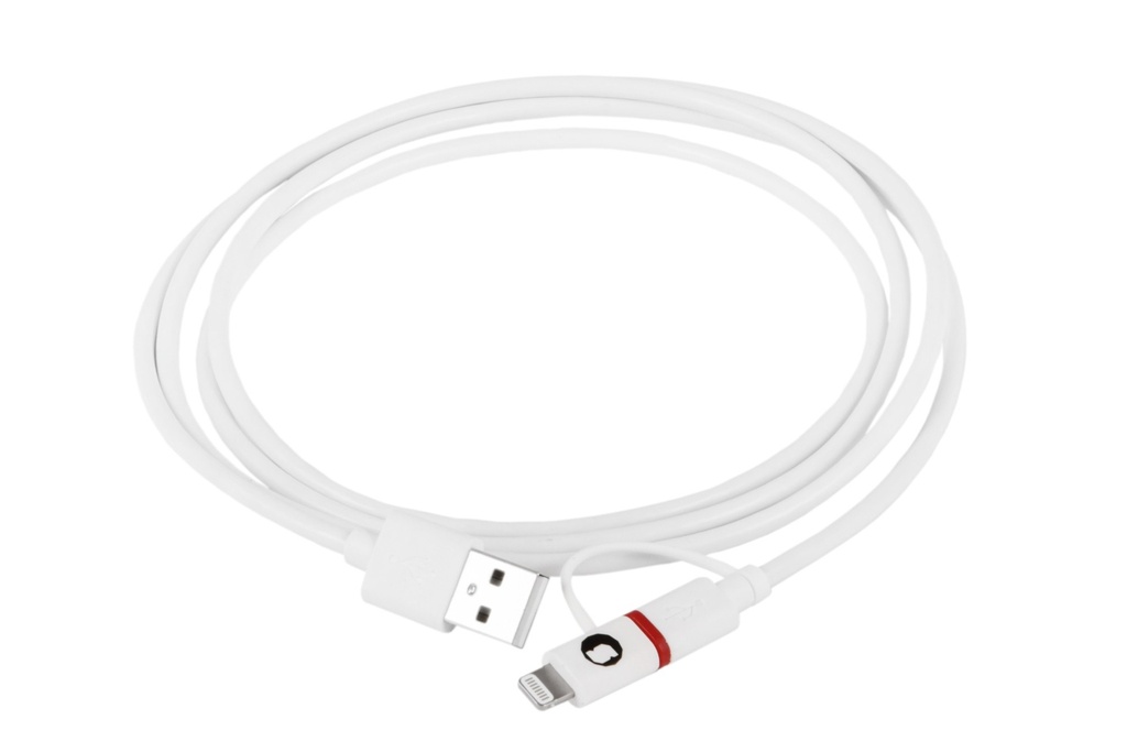 [93640] Cable Combo MFI - MicroUSB + Lightning 1,5m - Blanco
