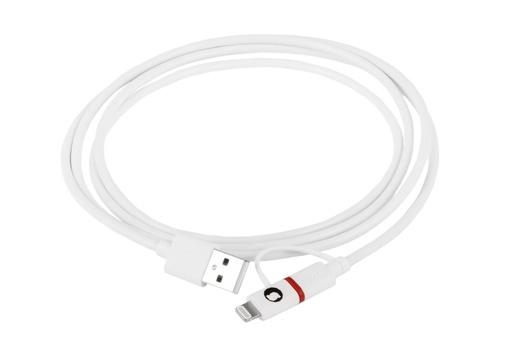 [93640] Cable Combo MFI - MicroUSB + Lightning 1,5m - Blanco