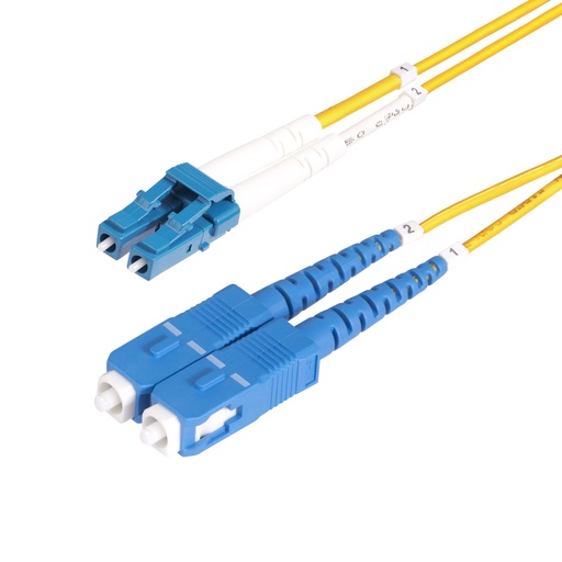 [SMLCSC-OS2-2M] Cable de Fibra Óptica LC a SC (UPC) OS2 Monomodo 9/125µm 100G LSZH Dúplex de 2m - Low Insertion Loss - Resistente a Dobleces - Cable de Conexión de Parcheo LSZH
