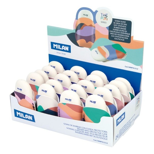 [CMMFN1012] Caja expositora 24 gomas ovaladas 1012 con funda serie The Fun