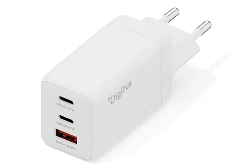 [DA-10303] Cargador USB GaN 67W, 2x USB-C, 1x USB-A