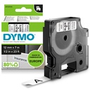 Cinta dymo d1 12mmx7m negro/blanco