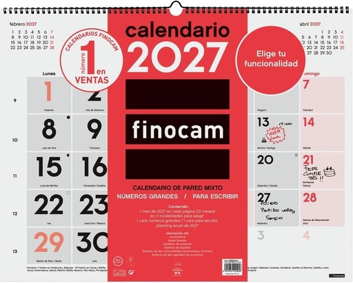 Calendario pared mixto xl 2027 540x420mm