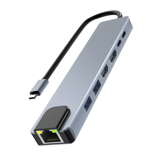 [HUBALU7DUAL] Hub iClick - 7-in-1 dual-screen 4K USB-C hub - aluminum