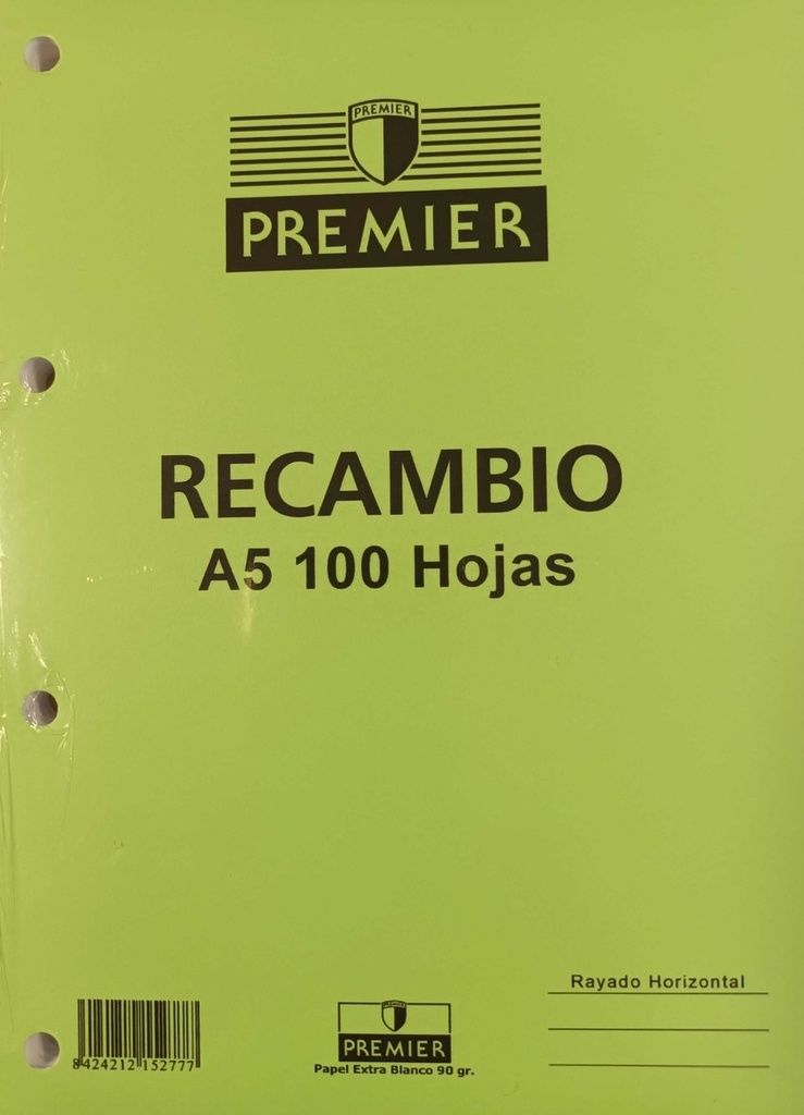 RECAMBIO A5 100H 4 TALADROS 90G HORIZONTAL C/M PREMIER